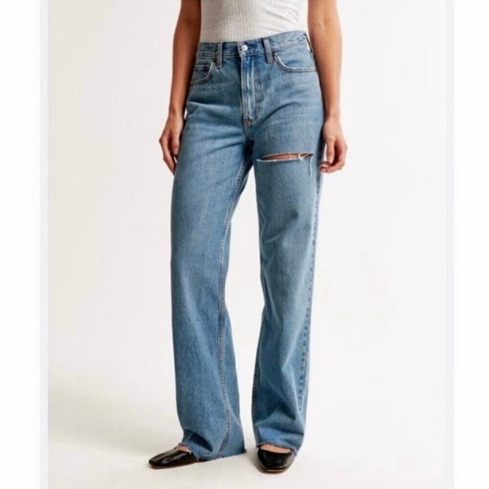Abercrombie & Fitch The Loose High Rise Distressed Jeans Curve Love 27/4L